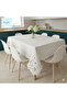 PVC Oilcloth Lace Look Kitchen Tablecloth with White Flower Motif 140 cm x 180 cm WHITE - 3