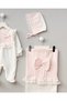 Bella 3-Piece Organic Hospital Discharge Set with Bow Detail 100% Cotton Newborn Baby Girl - 2