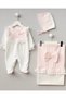Bella 3-Piece Organic Hospital Discharge Set with Bow Detail 100% Cotton Newborn Baby Girl