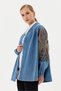 Dadali̇ Arm and Back Pule Embroidery Detail Kimono Light Blue - 5
