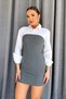 Shirt Collar Strapless Detailed Women's Dress - Gray