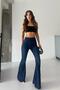 High Waist Flared Women's Leggings - Blue
