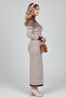 6143 Turtleneck Striped Knitwear Dress Brown - 2