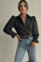 Women's Black Scallop Detailed Princess Vintage Shirt - 3