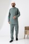 Men's Single Pocket Shirt and Pants Two-Piece Set Hajj and Umrah Clothing Green (Vşn) - 3
