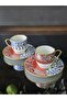 Handmade Porcelain Nora - Double Patterned Coffee Cup Set for 2 People