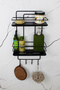 Stainless Economic Bathroom Organizer with Crystal Shelf Double Black Wire Shampoo Holder Shower Shelf