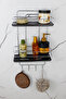 Economical Chrome Adhesive Bathroom Organizer with Crystal Shelf Double Wire Shampoo Holder Shower Shelf