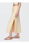 Kadın Bej Linen-Blend Midi Etek - 4