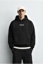 Unisex Oversize Embossed Printed Premium Hooded Sweatshirt Cobalt Blue - 3