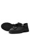 Black Matte Thick Sole Metal Detailed Velcro Girls' Ballerinas - 7