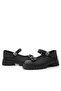 Black Matte Thick Sole Metal Detailed Velcro Girls' Ballerinas - 8