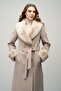 Double-Breasted Medium-Length Coat with Detachable Fur Collar and Sleeves Taş 3043 - 2