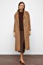 Epaulet Detailed Snap Closure Oversize Moher Coat Kamel 3147 - 4