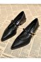 Women's Gold Buckled Leather Dyed High-Heeled Shoes 4 cm - 2