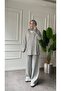 Women's Side Tie Knitwear Hijab Set - Gray