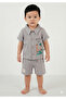 Organic 100% Cotton Giraffe Printed Baby Boy Summer Set with Pockets 9-12-18 Months - Muslin Fabric