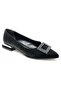 Feles Square Stone Buckle Detailed Women's Classic Shoes Black - 3