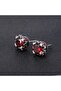 Red Zircon Stone Biker Gothic Men's 316L Steel Earrings (Pair)