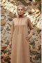 Two-thread hooded sports dress 0190-08 milky coffee - 5