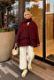 Burgundy Scarf Jacket - 25912 - 5