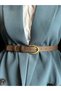 Lust Classic Patterned Women's Antique Gold Buckle Belt Jacket Belt Dress Belt Trouser Belt - 2