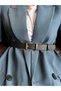 Hard Oval Rectangular Pattern Women's Gold Buckle Belt Coat Belt Dress Belt Trouser Belt