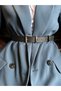 Hard Oval Rectangular Pattern Women's Silver Buckle Belt Coat Belt Dress Belt Trouser Belt