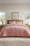 Quilted Velvet Bed Cover Set Double Supersoft 3 Pieces Soft Fiber Filled Powder - 5