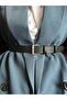 Lyric Square Patterned Women's Silver Buckle Belt Jacket Belt Dress Belt Trouser Belt - 2