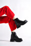 Women's Black Leather Wool Inside Zippered Daily Boots NK0204 - 3