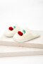 White Silent Sole Cherry Women's House Slippers Furry Winter Slippers Guest Slippers - 4