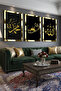 Gold Mirrored Plexiglass Framed Hz Muhammad and Allah Word Religious Triple Mdf Painting Set