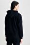 RILEY Black Hooded Embroidered Standard Fit Women's Sweatshirt - 3