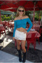 2606 Ruffled Blue Blouse with Gathered Front - 2
