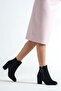 Black Suede Women's Ring-Zip 7 cm Heel Boots Botie Wsb10118 - 2