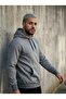 Standard Fit Cotton Soft Textured Basic Hooded Kangaroo Pocket Anthracite Sweatshirt