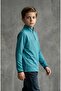 Kids Half Zip Scuba Sweat | Turquoise (Turquoise Children's Sweatshirt with Slim Fit Half-Zipper Scuba Fabric) - 2