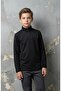 Kids – Half Zip Scuba Sweat |   Black (Children's Black Sweatshirt with Slim Fit Half-Zipper Scuba Fabric) - 4