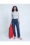 Women's Stand Collar Long Sleeve T-shirt Gray Melange - 2
