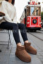 Women's Tan Winter Fur Lined Suede Thick Sole Boots Comfortable Casual Warm Stylish Shoes Bootie Boots - 3