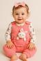 Baby Girl Romper Set with Toy Rabbit and Snap Fasteners, 2-Piece Romper Set – Bodysuit and Romper | 3-6-9 Months