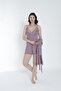 Women's Rope Strap Nightgown and Dressing Gown Set / Lilac 16216 - 6