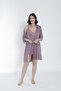 Women's Rope Strap Nightgown and Dressing Gown Set / Lilac 16216 - 4