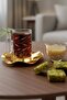 18 Piece Modern Glass Tea Set with Ivy Decorated Steel Plate |   Premium Presentation Set - 2
