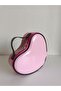 Small pink heart leather travel, cosmetic, makeup bag - 8