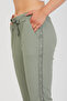 Women's Khaki Italian Lycra Pants with Stripes on the Sides - 4