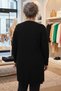 Women's Knitwear Ribbed Plus Size Lycra Seasonal Medium Thick Long Black Mother Cardigan - 8