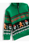 High Collar Half Zipper Sweatshirt New Year Themed Skull Printed - 6