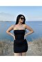 Women's Black Mini Length Strapless Pencil Dress - 4